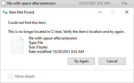 This is what the file explorer will tell you
